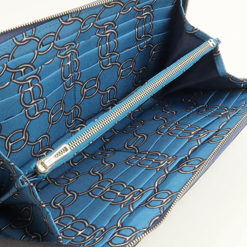 HERMES Epsom皮革Silk In Long Wallet長錢包Bleu Saphir-11