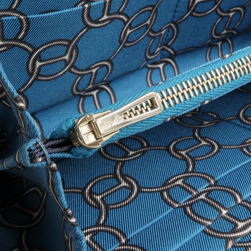 HERMES Epsom皮革Silk In Long Wallet長錢包Bleu Saphir-12