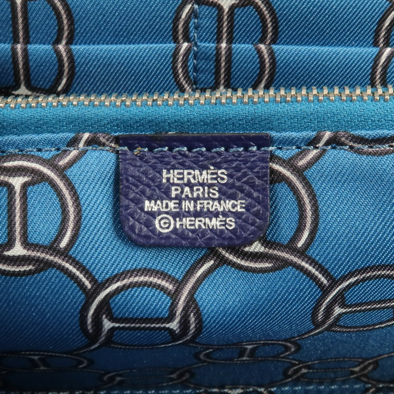 HERMES Epsom皮革Silk In Long Wallet長錢包Bleu Saphir-13