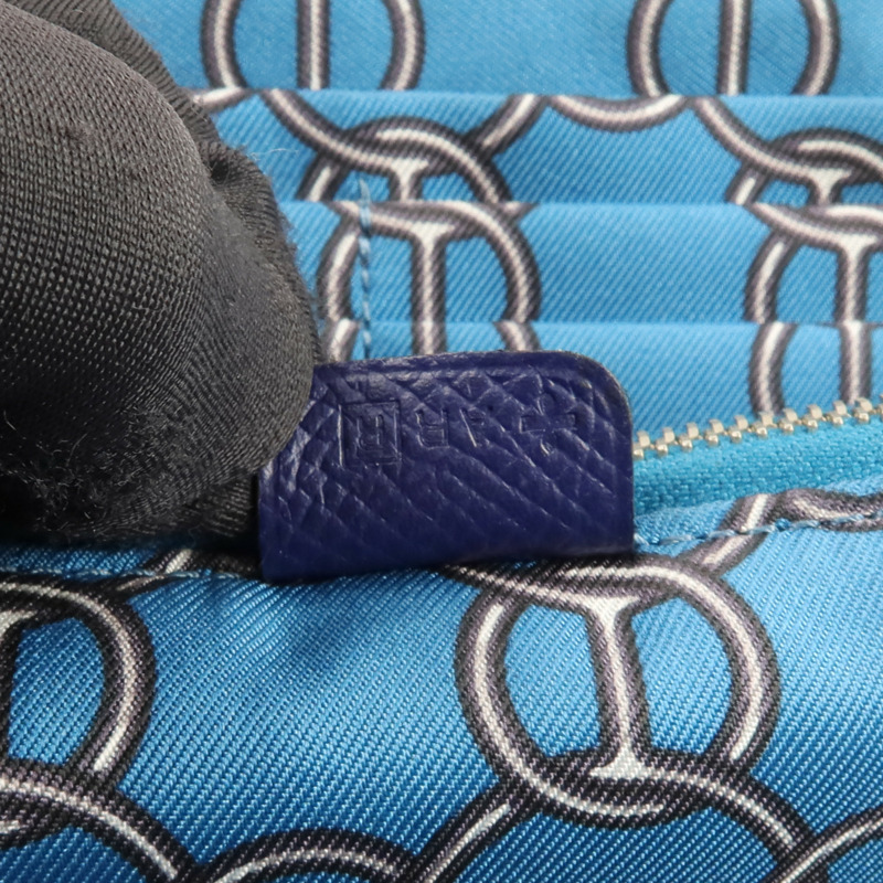 HERMES Epsom皮革Silk In Long Wallet長錢包Bleu Saphir-14