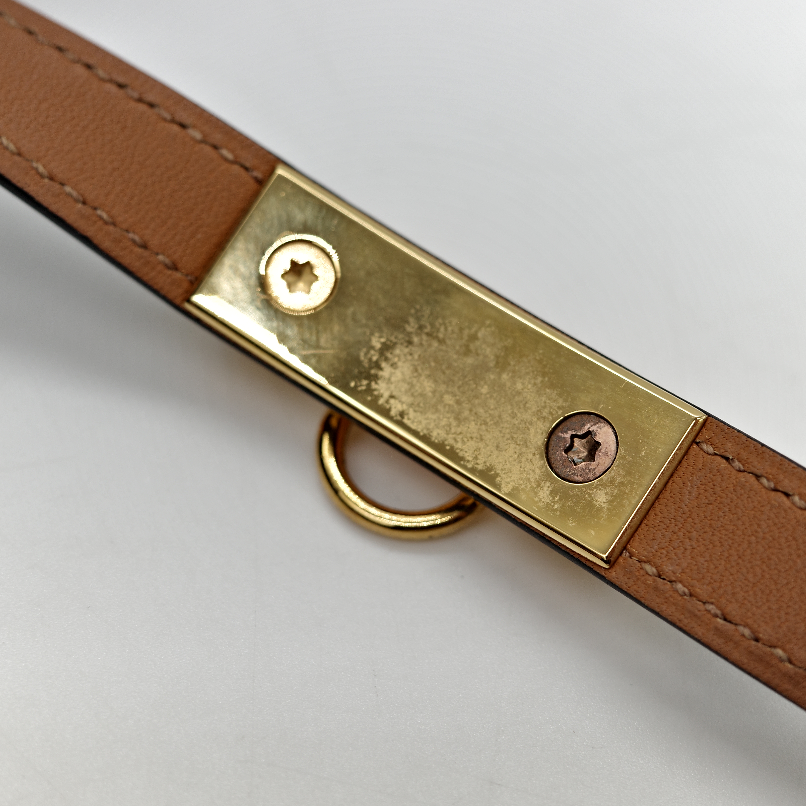 Hermès 愛馬仕 鉚釘 黑色 金釦 皮手環-1