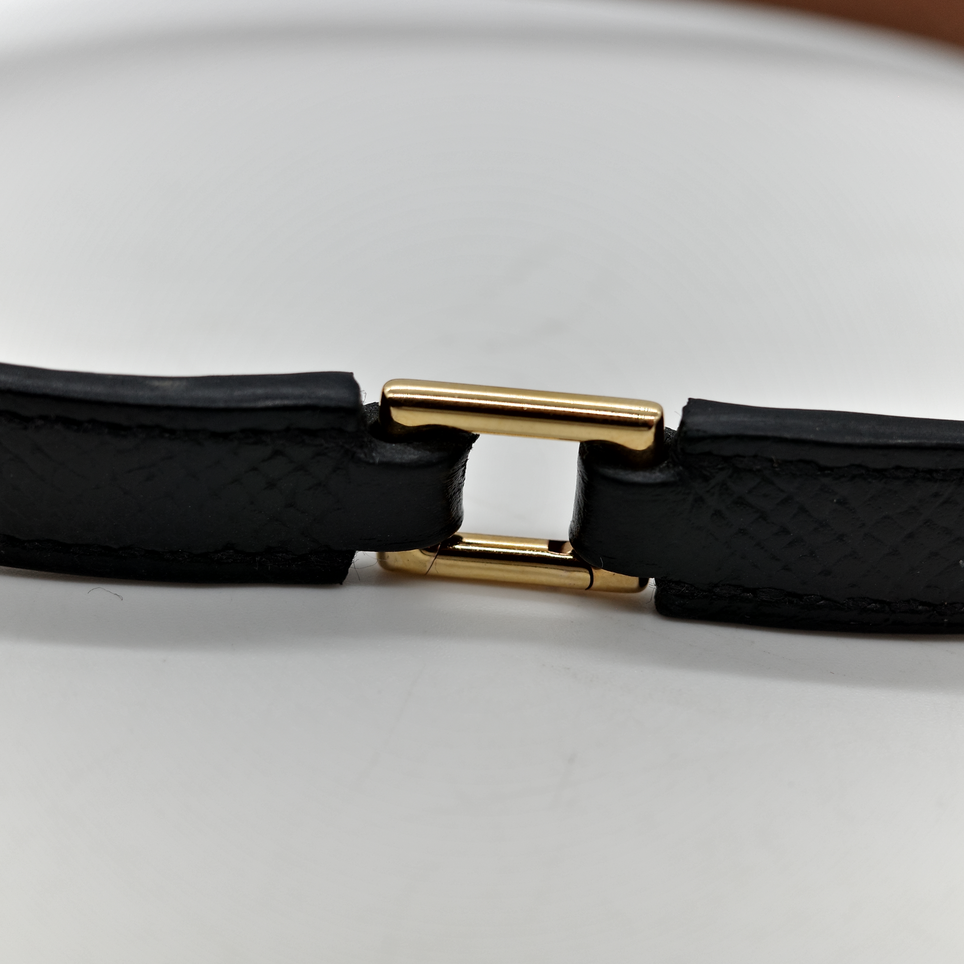 Hermès 愛馬仕 鉚釘 黑色 金釦 皮手環-9