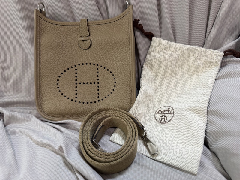 愛馬仕 MINI伊芙琳 99新 馬爾法米色-7