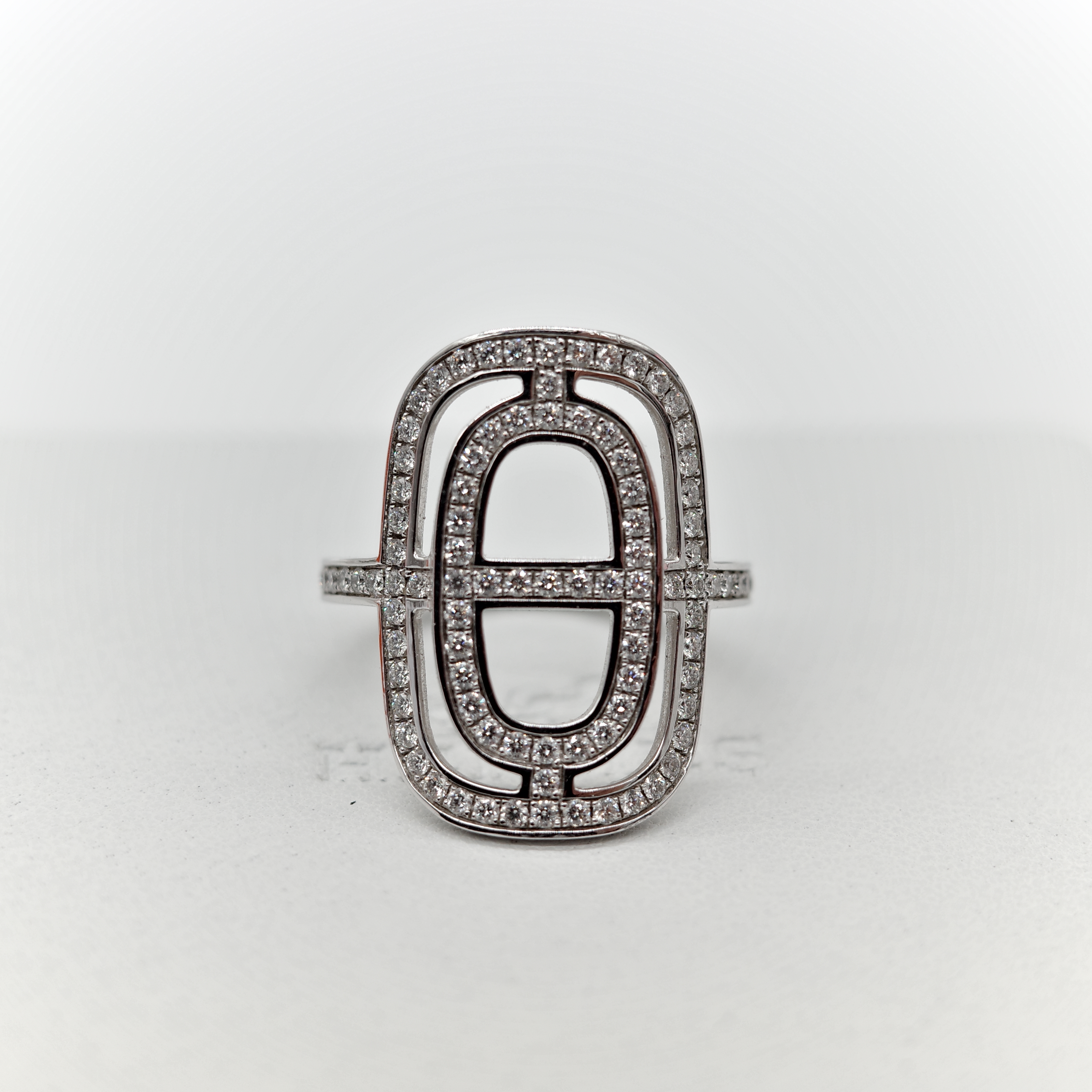 Hermès 愛馬仕 Chaine d'Ancre 18K白金 鑲鑽 戒指 52-3