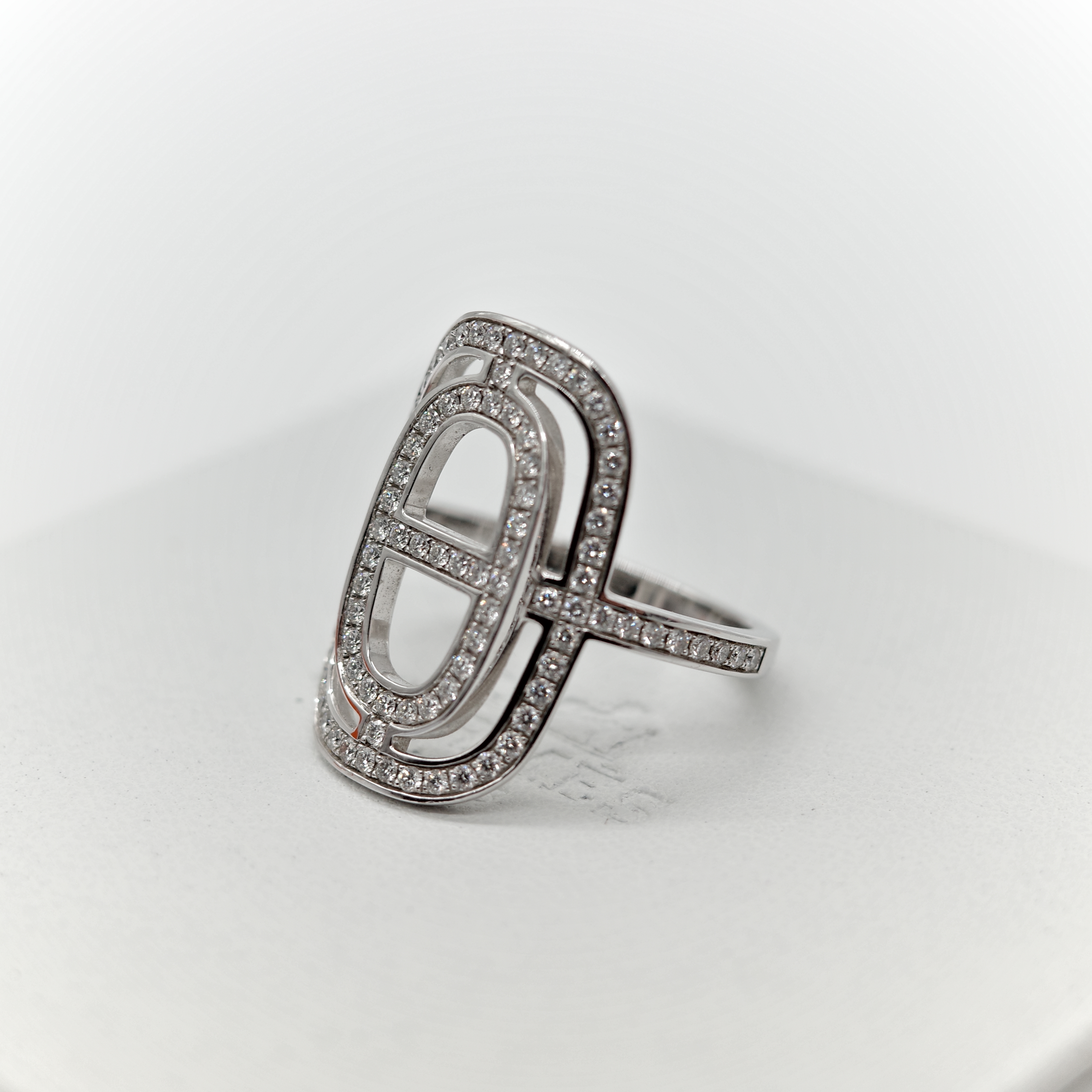 Hermès 愛馬仕 Chaine d'Ancre 18K白金 鑲鑽 戒指 52-4