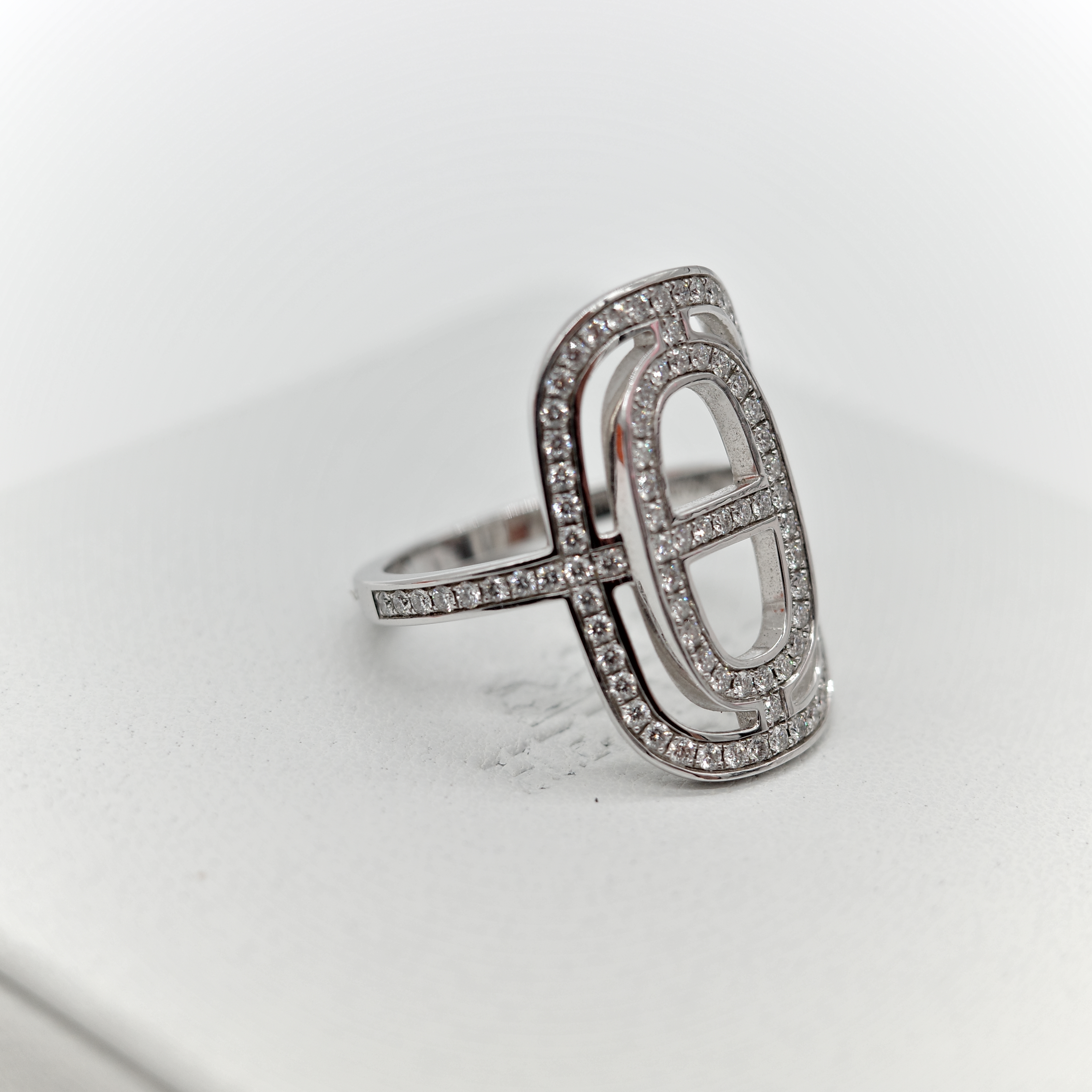 Hermès 愛馬仕 Chaine d'Ancre 18K白金 鑲鑽 戒指 52-5