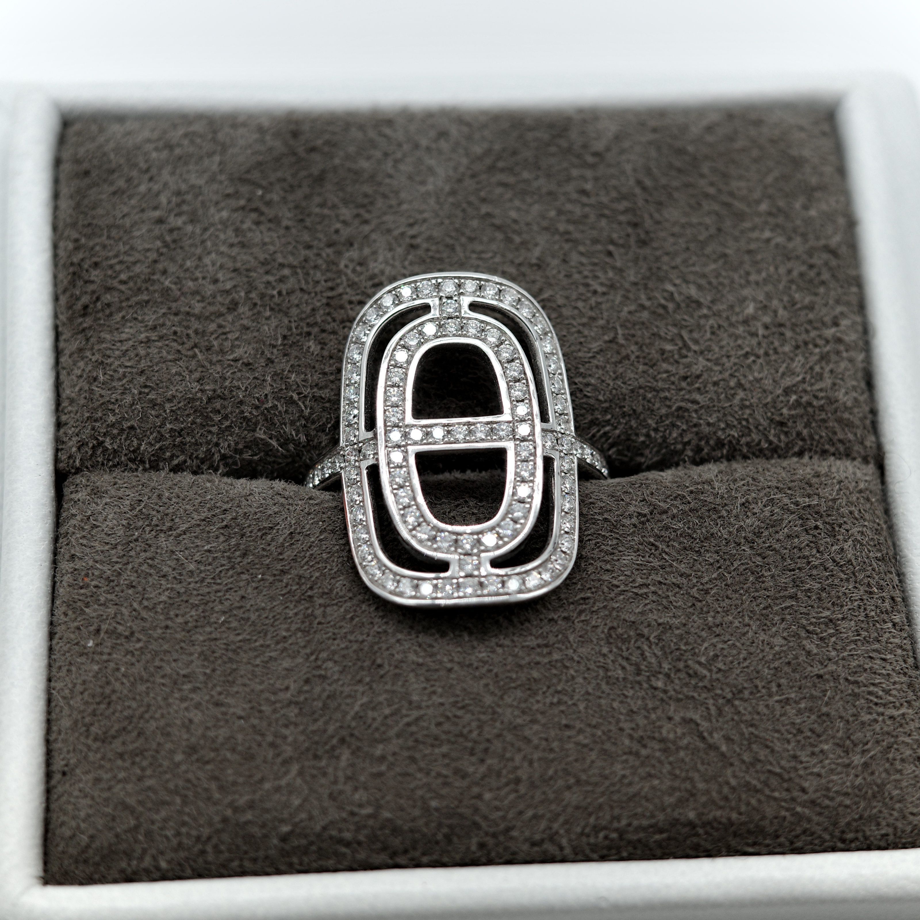 Hermès 愛馬仕 Chaine d'Ancre 18K白金 鑲鑽 戒指 52-6