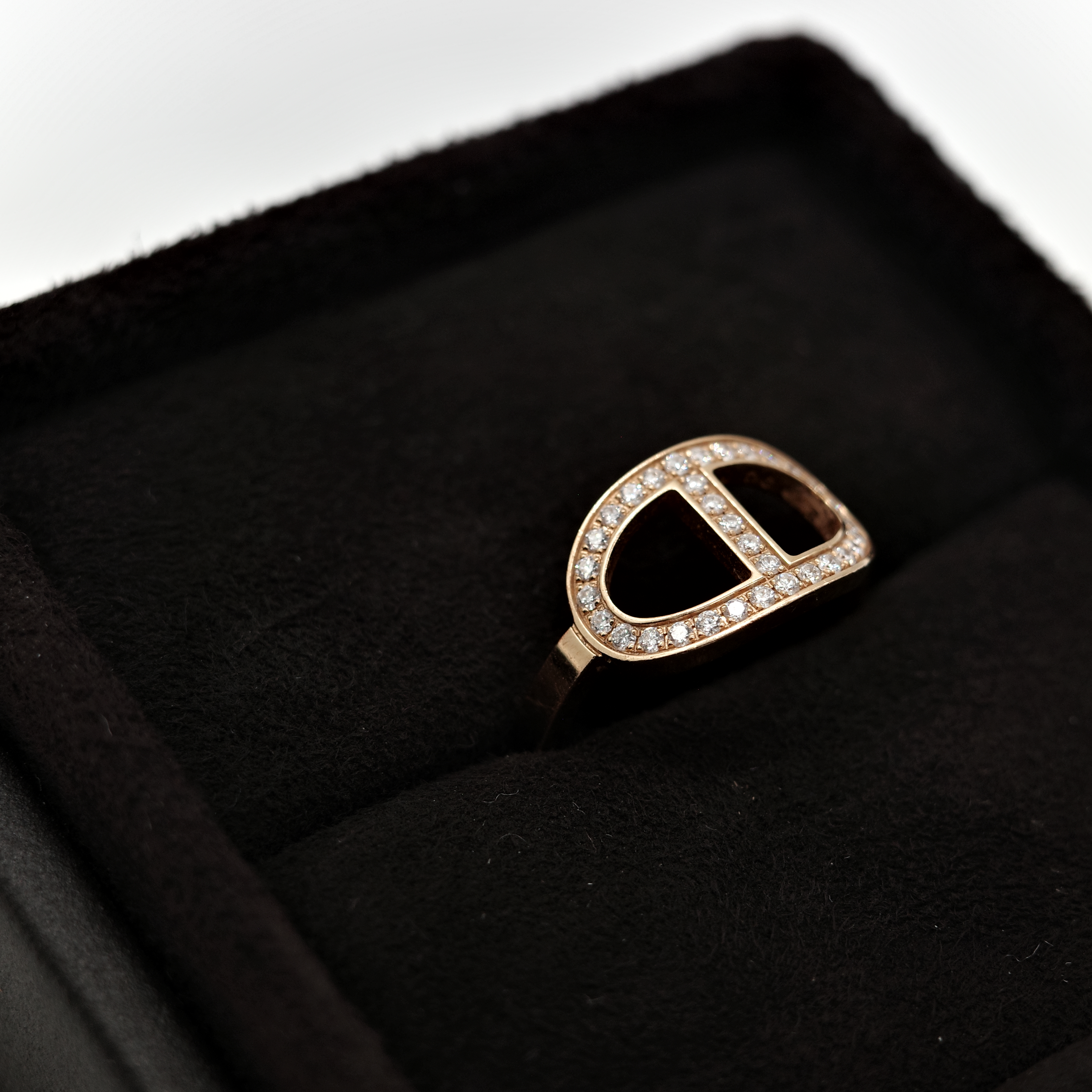Hermès 愛馬仕 18K 金 Chaine d'ancre Contour 豬鼻子 鑲鑽 戒指 52-2