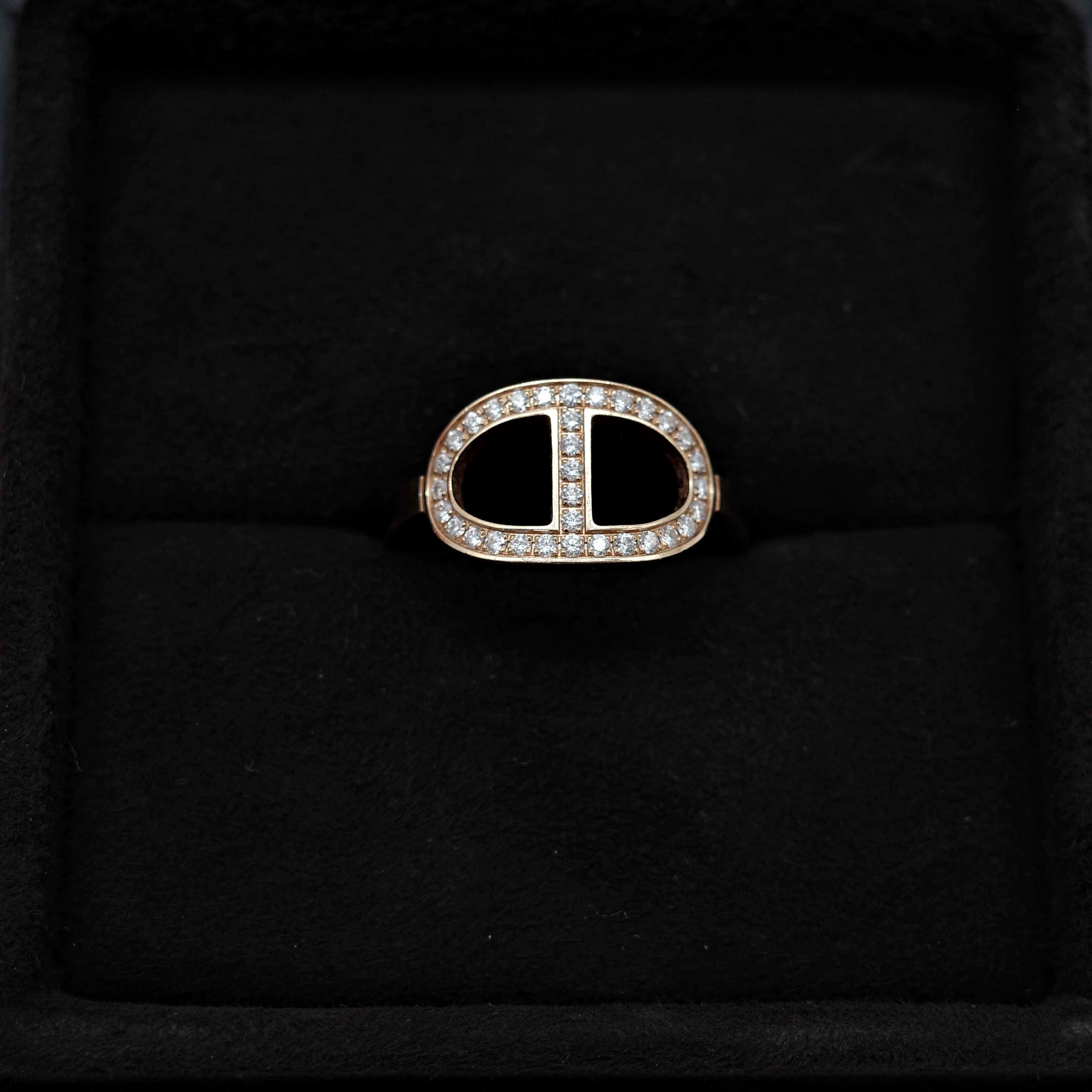 Hermès 愛馬仕 18K 金 Chaine d'ancre Contour 豬鼻子 鑲鑽 戒指 52-3