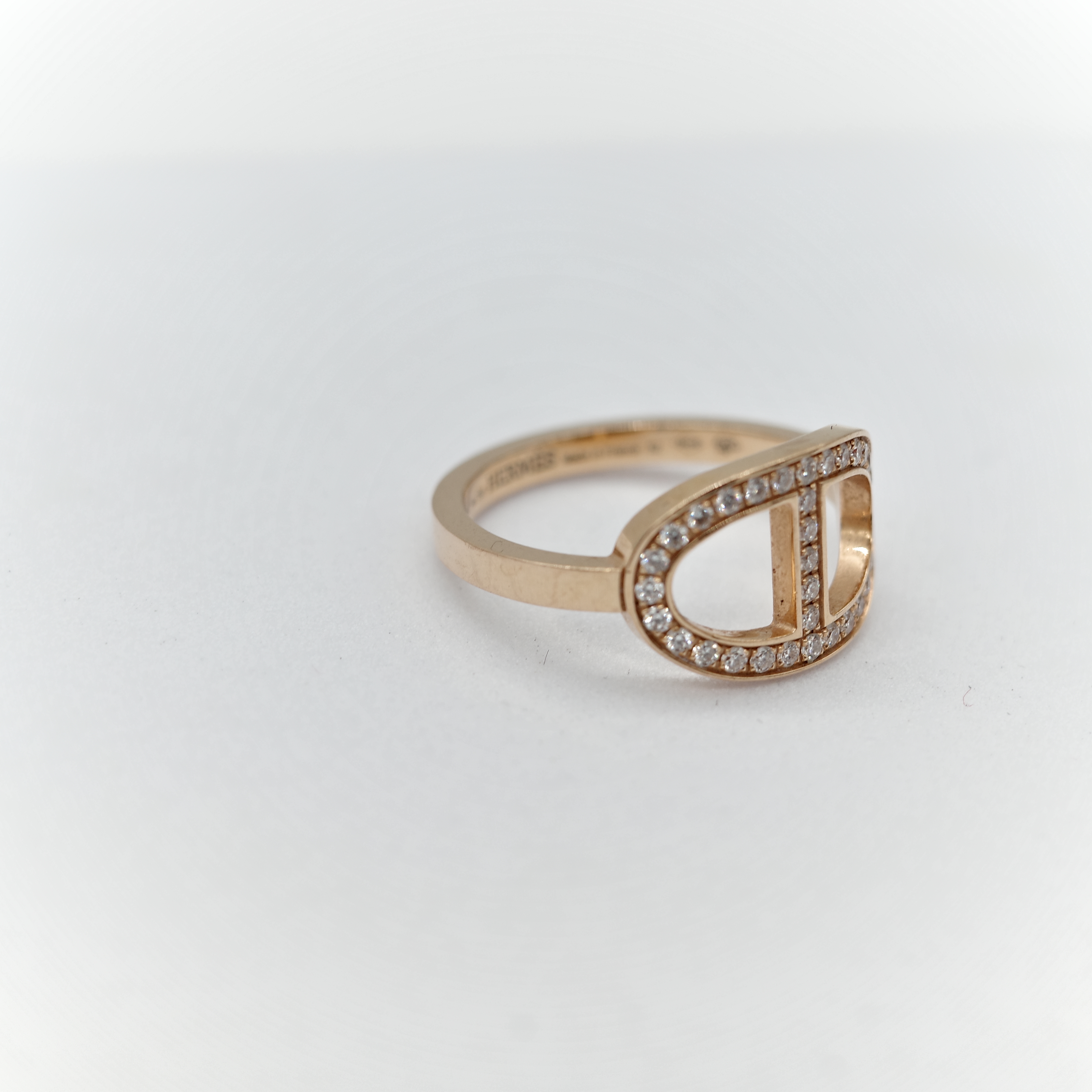 Hermès 愛馬仕 18K 金 Chaine d'ancre Contour 豬鼻子 鑲鑽 戒指 52-5