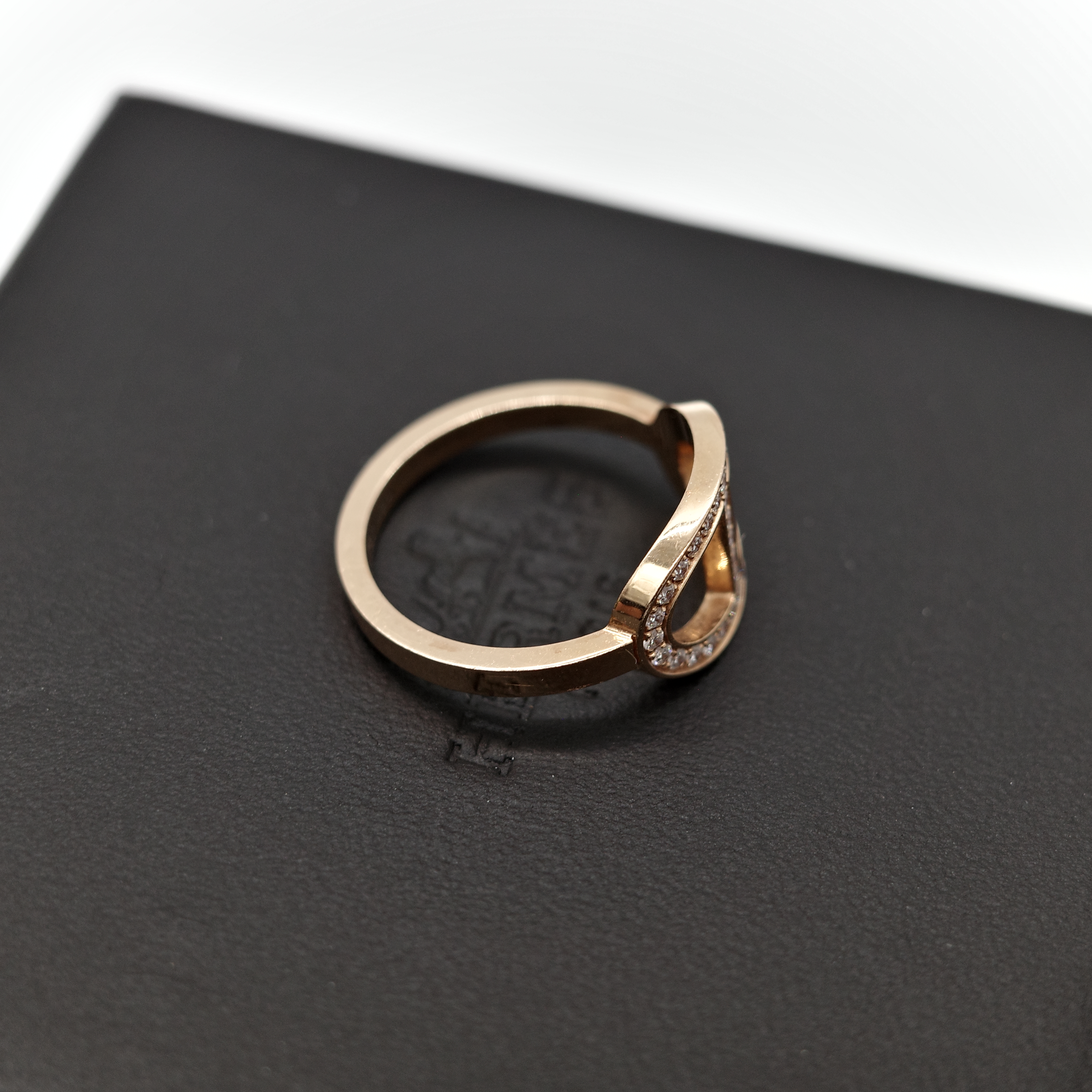 Hermès 愛馬仕 18K 金 Chaine d'ancre Contour 豬鼻子 鑲鑽 戒指 52-9