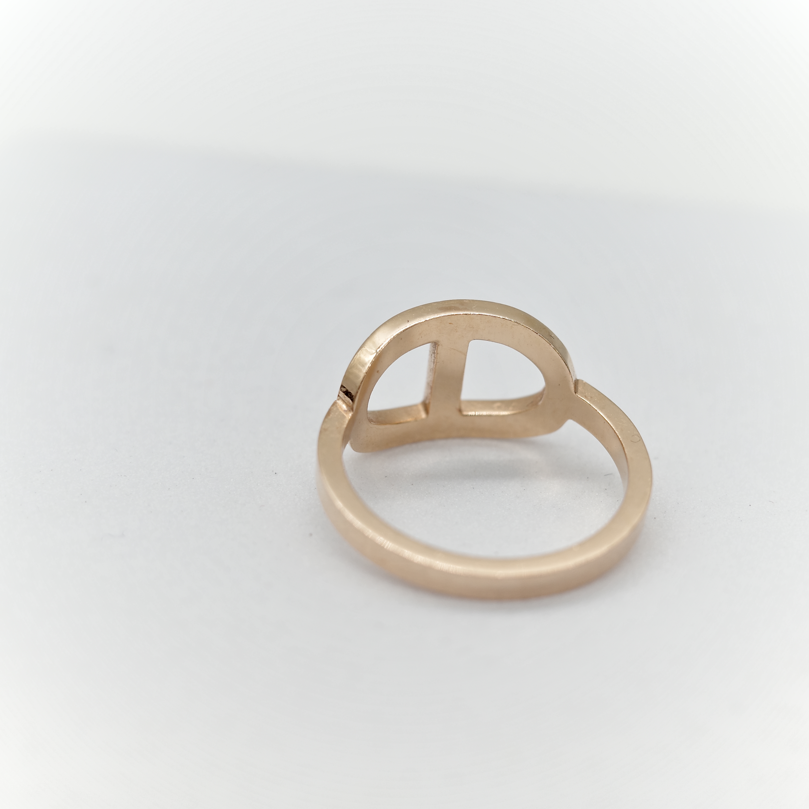 Hermès 愛馬仕 18K 金 Chaine d'ancre Contour 豬鼻子 鑲鑽 戒指 52-14