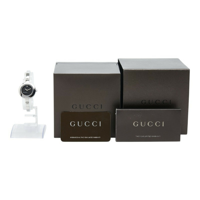 Gucci G-Circle 手鐲腕錶,石英機芯,黑色錶盤,不銹鋼錶殼,鑲鑽,女士 Gucci-6
