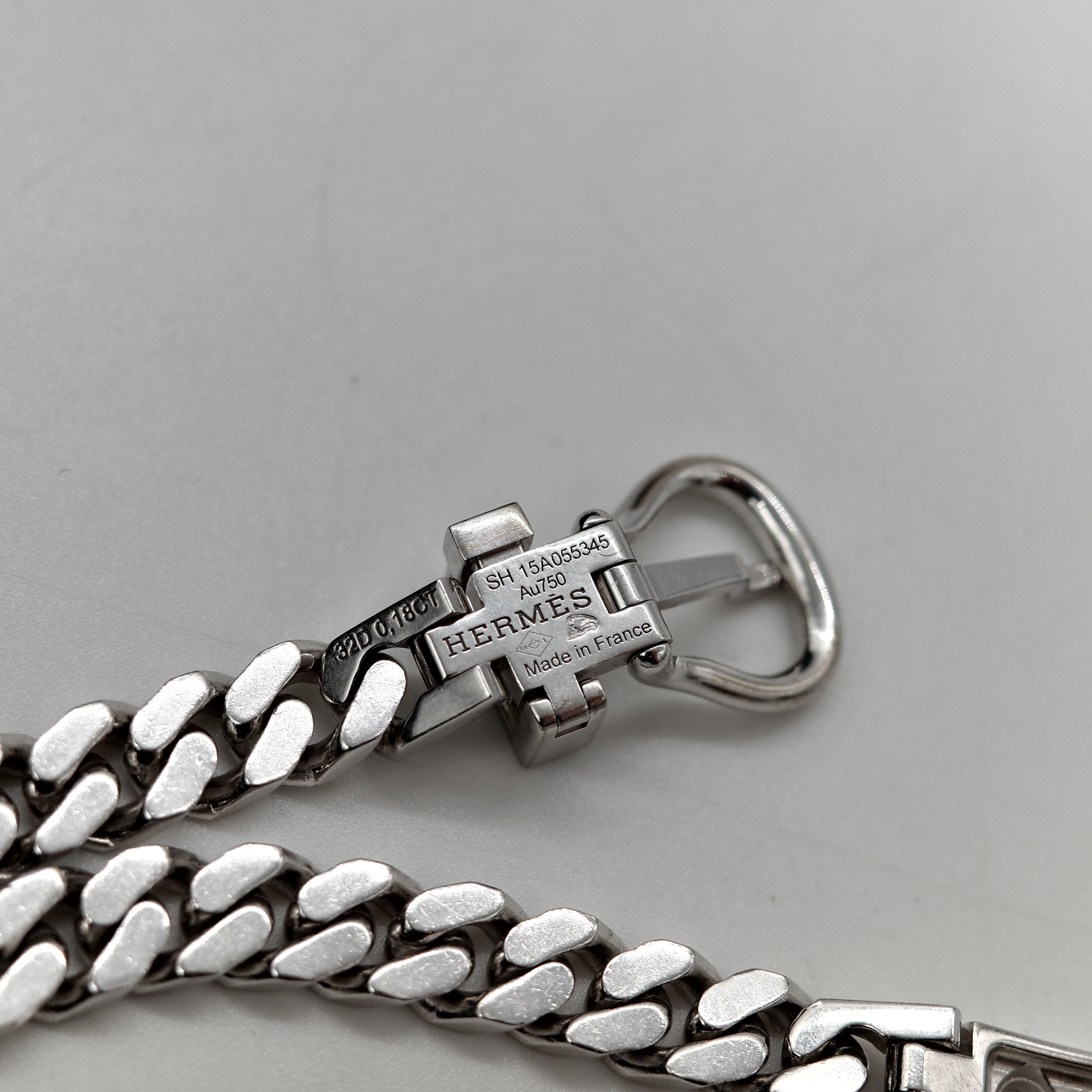 Hermès 愛馬仕 Boucle 18K 白金 古巴鏈 0.18ct 鑲鑽 手鍊-4