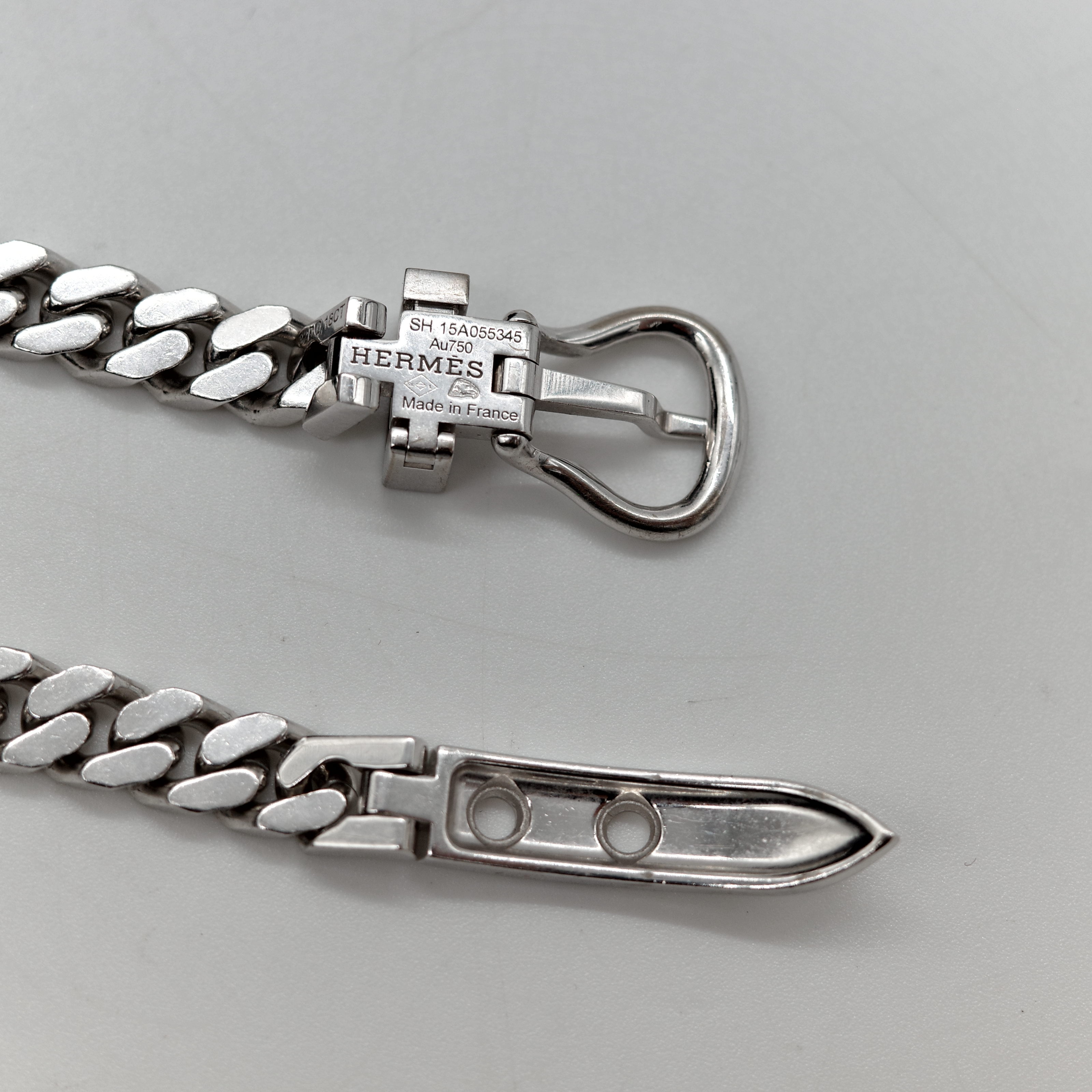 Hermès 愛馬仕 Boucle 18K 白金 古巴鏈 0.18ct 鑲鑽 手鍊-5