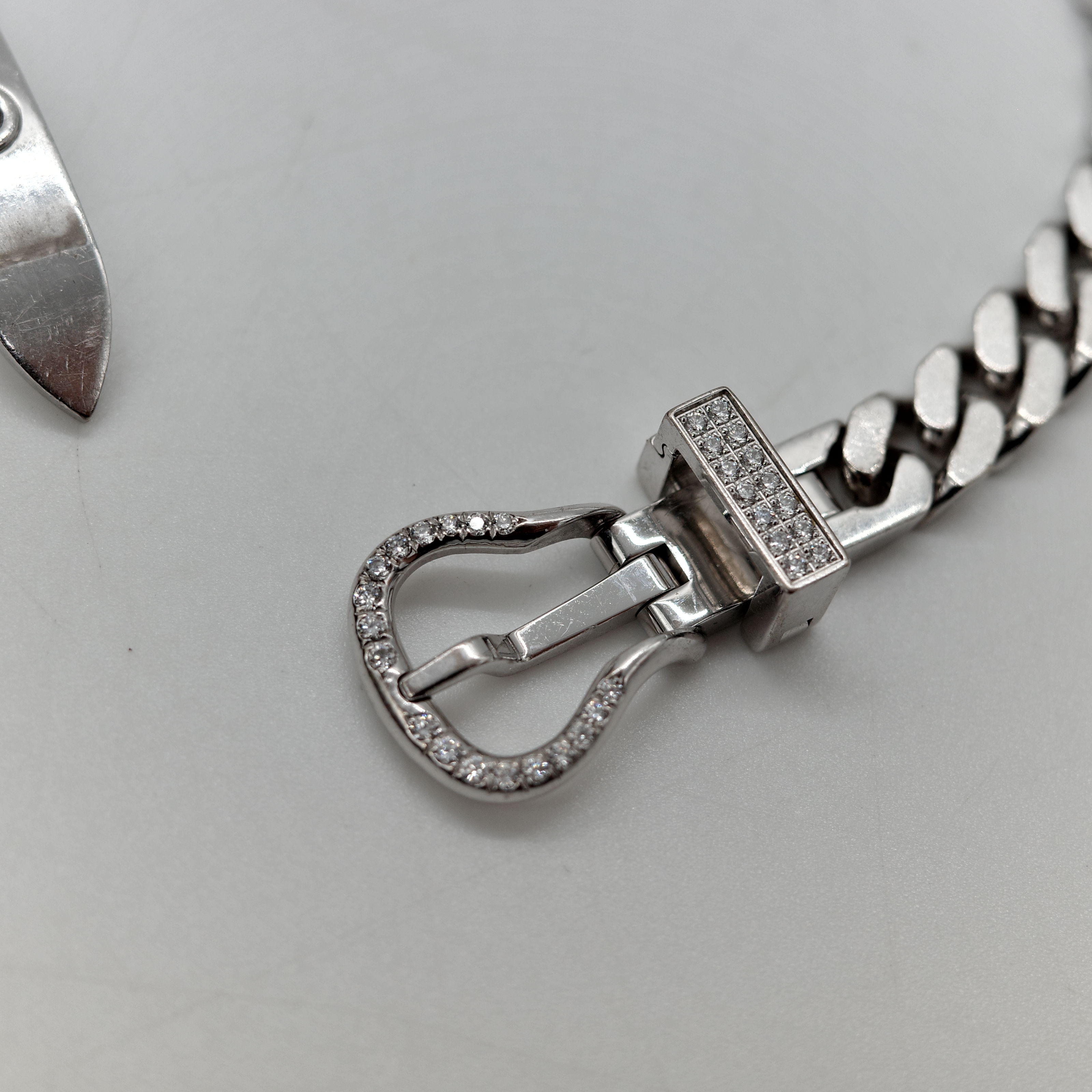 Hermès 愛馬仕 Boucle 18K 白金 古巴鏈 0.18ct 鑲鑽 手鍊-6