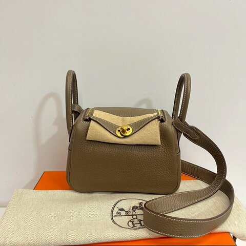 Hermes Mini Lindy二代 大象灰 金釦 W刻TC皮