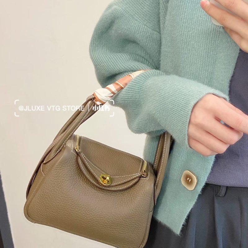 Hermes Mini Lindy二代 大象灰 金釦 W刻TC皮-4