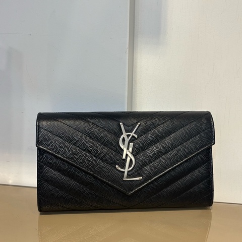 YSL 黑荔枝牛皮Cassandre 12卡長夾