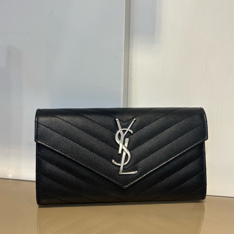 YSL 黑荔枝牛皮Cassandre 12卡長夾-0