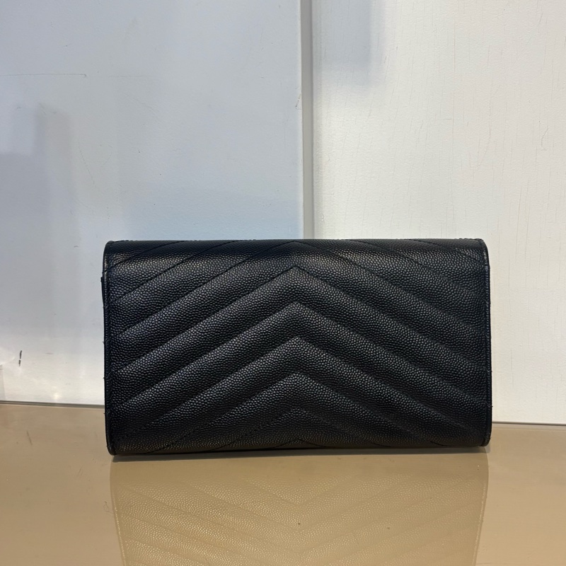 YSL 黑荔枝牛皮Cassandre 12卡長夾-1
