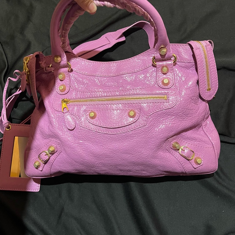 Balenciaga 巴黎世家紫金釦機車包-0