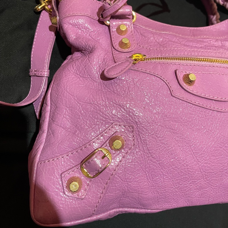 Balenciaga 巴黎世家紫金釦機車包-2