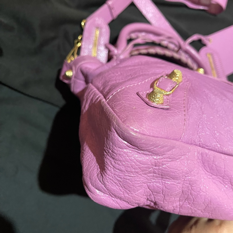 Balenciaga 巴黎世家紫金釦機車包-8