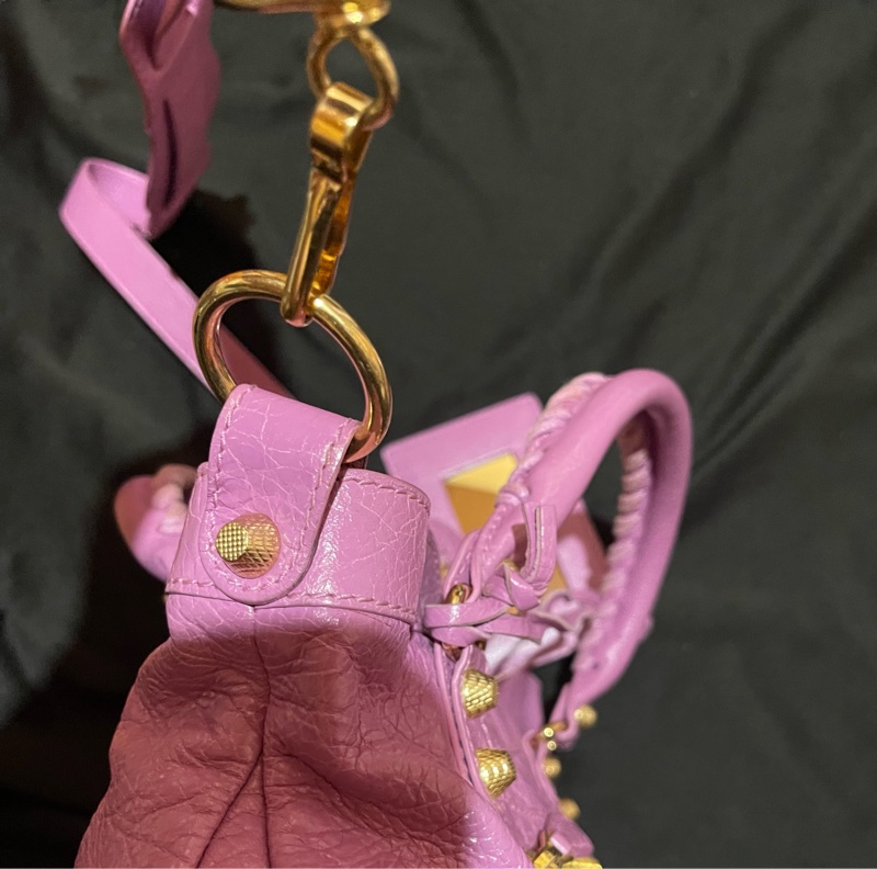 Balenciaga 巴黎世家紫金釦機車包-17