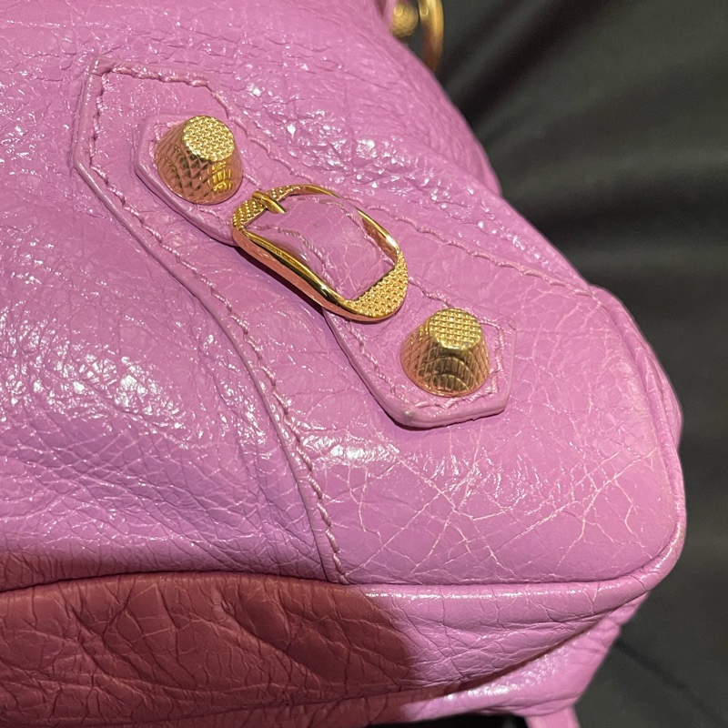 Balenciaga 巴黎世家紫金釦機車包-18