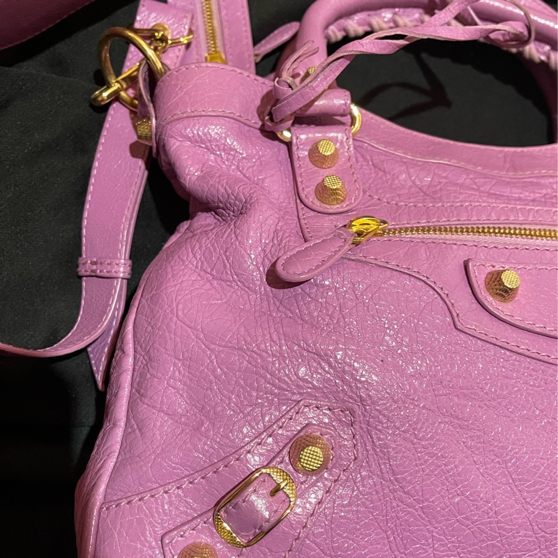 Balenciaga 巴黎世家紫金釦機車包-22