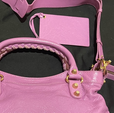 Balenciaga 巴黎世家紫金釦機車包-25