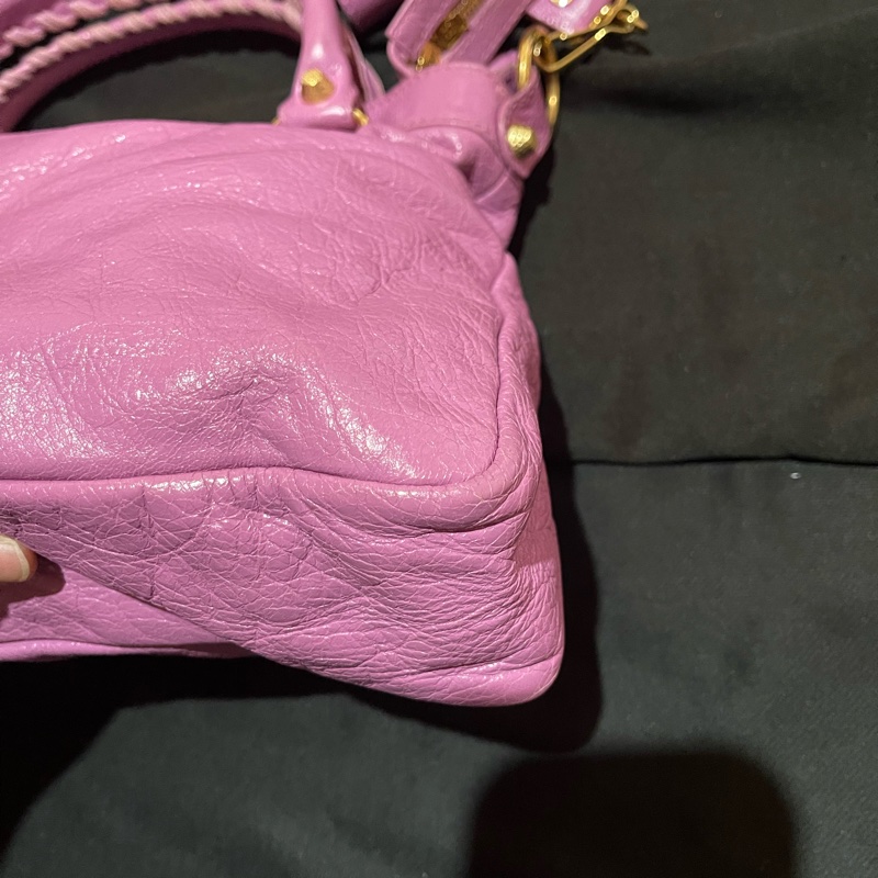 Balenciaga 巴黎世家紫金釦機車包-31