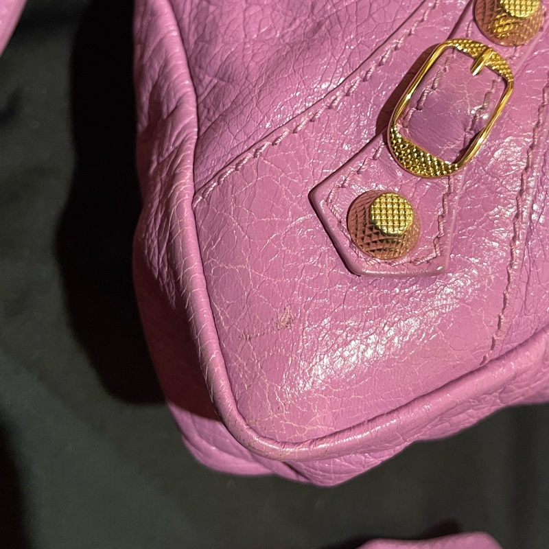 Balenciaga 巴黎世家紫金釦機車包-33