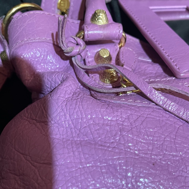 Balenciaga 巴黎世家紫金釦機車包-35