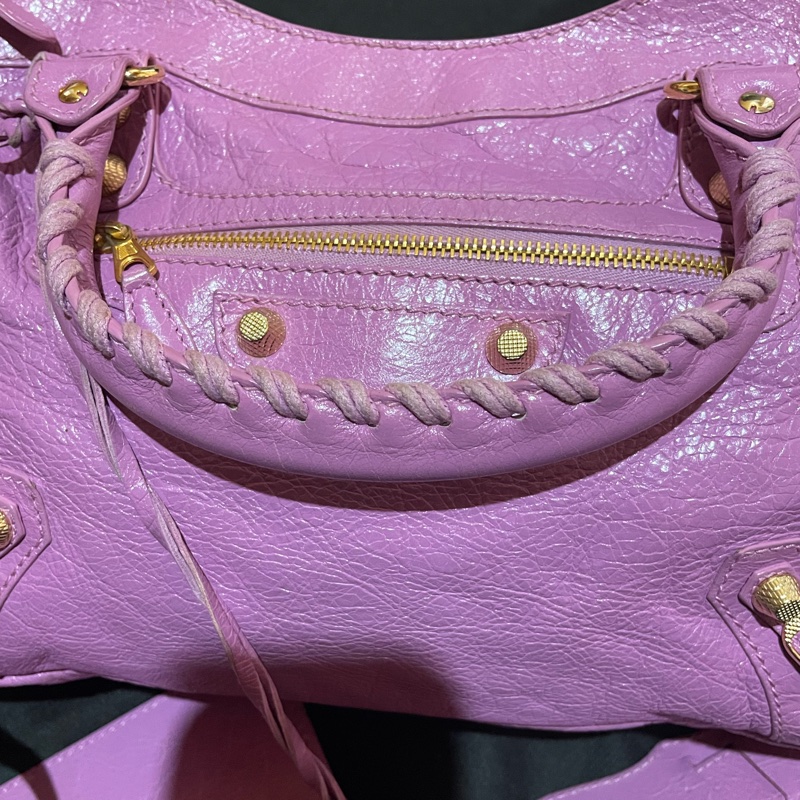 Balenciaga 巴黎世家紫金釦機車包-37