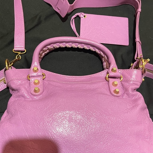 Balenciaga 巴黎世家紫金釦機車包-39