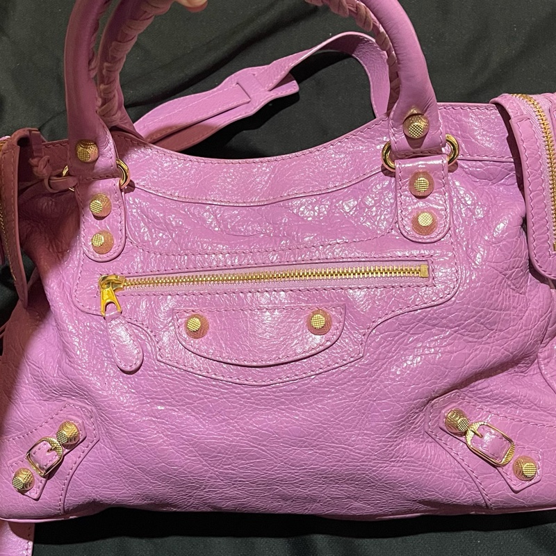Balenciaga 巴黎世家紫金釦機車包-40