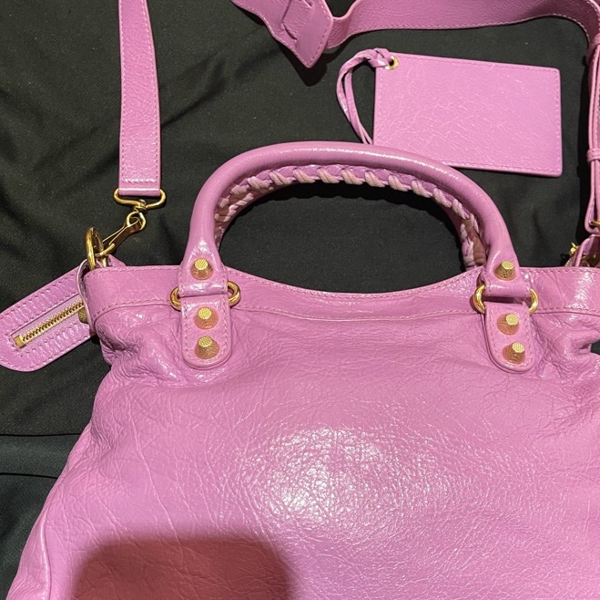 Balenciaga 巴黎世家紫金釦機車包-41