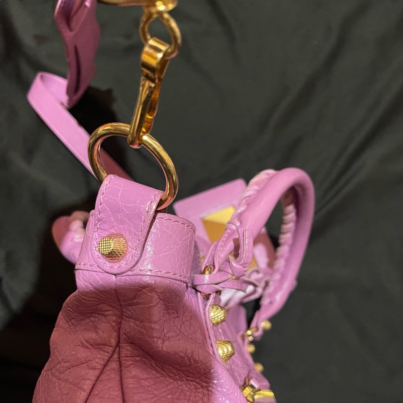 Balenciaga 巴黎世家紫金釦機車包-43