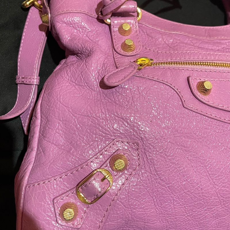 Balenciaga 巴黎世家紫金釦機車包-45