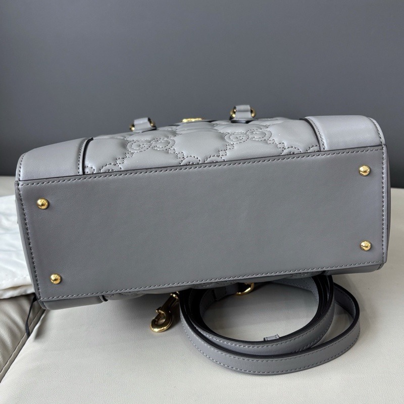 【近新閒置品】Gucci 灰色全皮壓紋Matelassé手提斜挎包-5