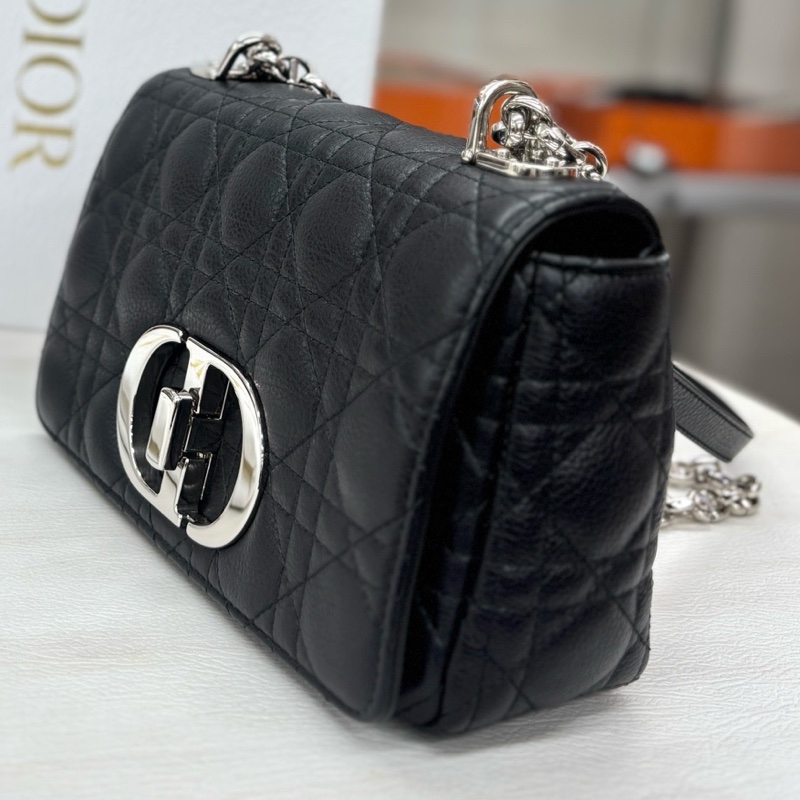 【近新閒置品】迪奧 Dior 黑銀荔面牛皮小號Caro,24年編碼-2