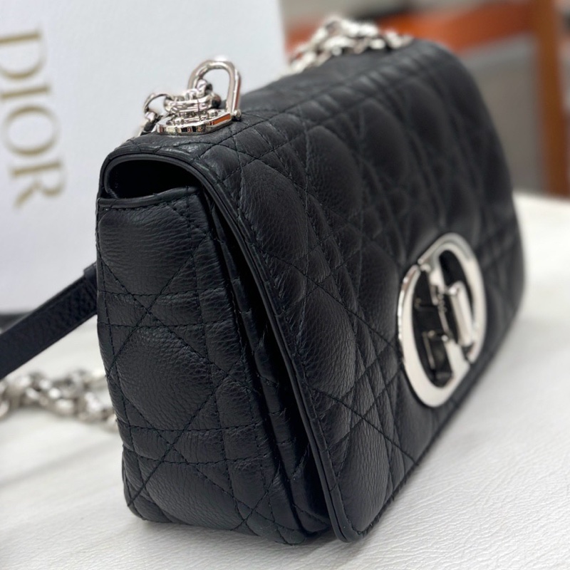 【近新閒置品】迪奧 Dior 黑銀荔面牛皮小號Caro,24年編碼-3