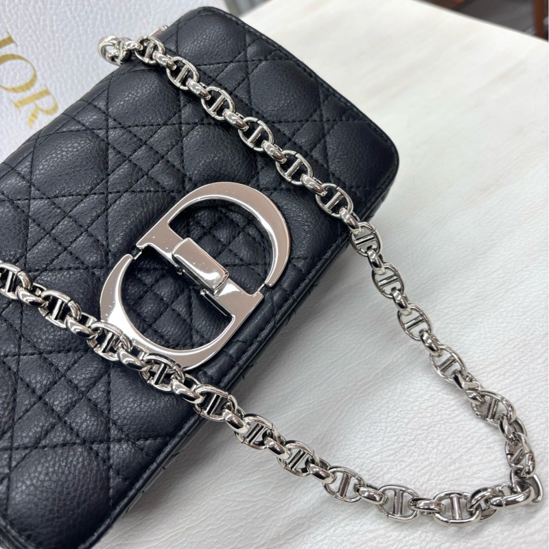 【近新閒置品】迪奧 Dior 黑銀荔面牛皮小號Caro,24年編碼-4