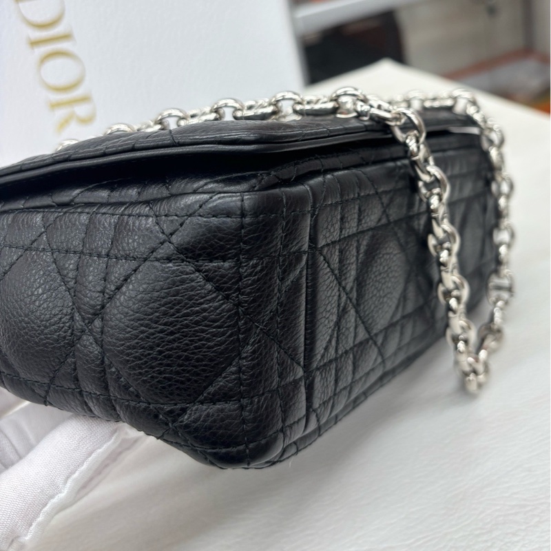 【近新閒置品】迪奧 Dior 黑銀荔面牛皮小號Caro,24年編碼-5