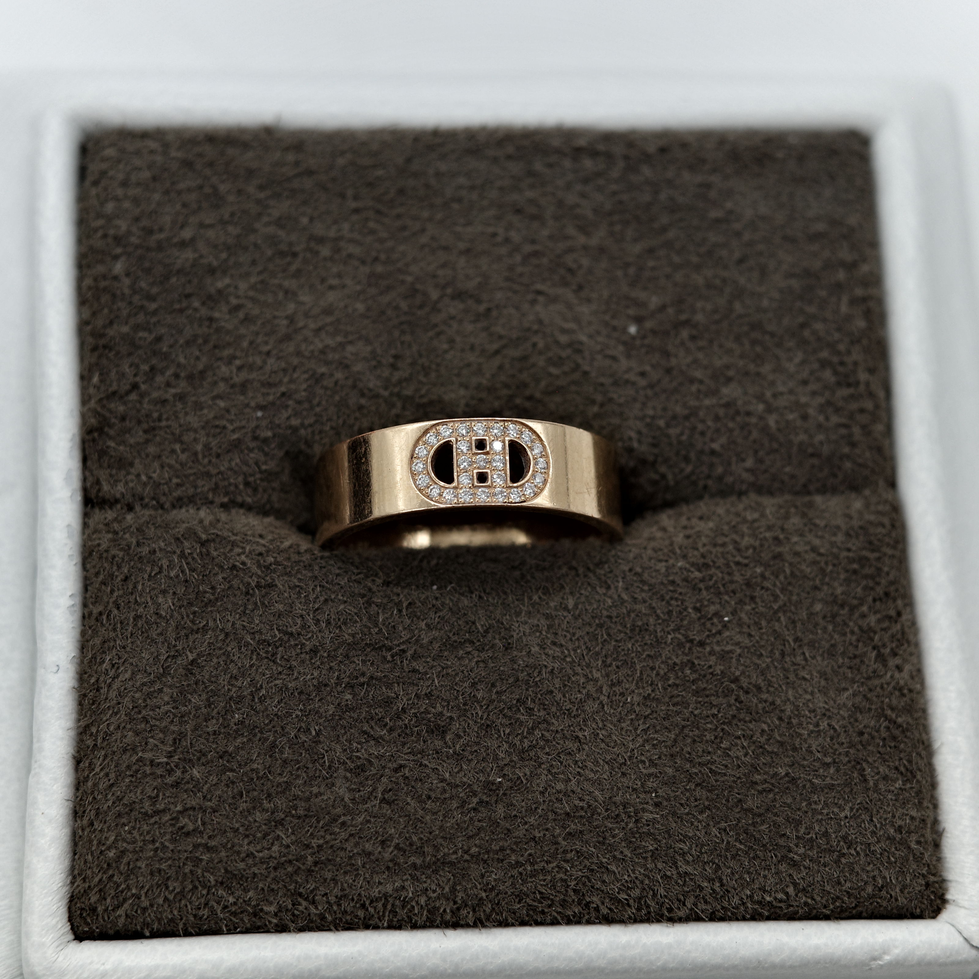 Hermès 愛馬仕 18K 金 H D'Ancre 鑽石 戒指 52 號-2