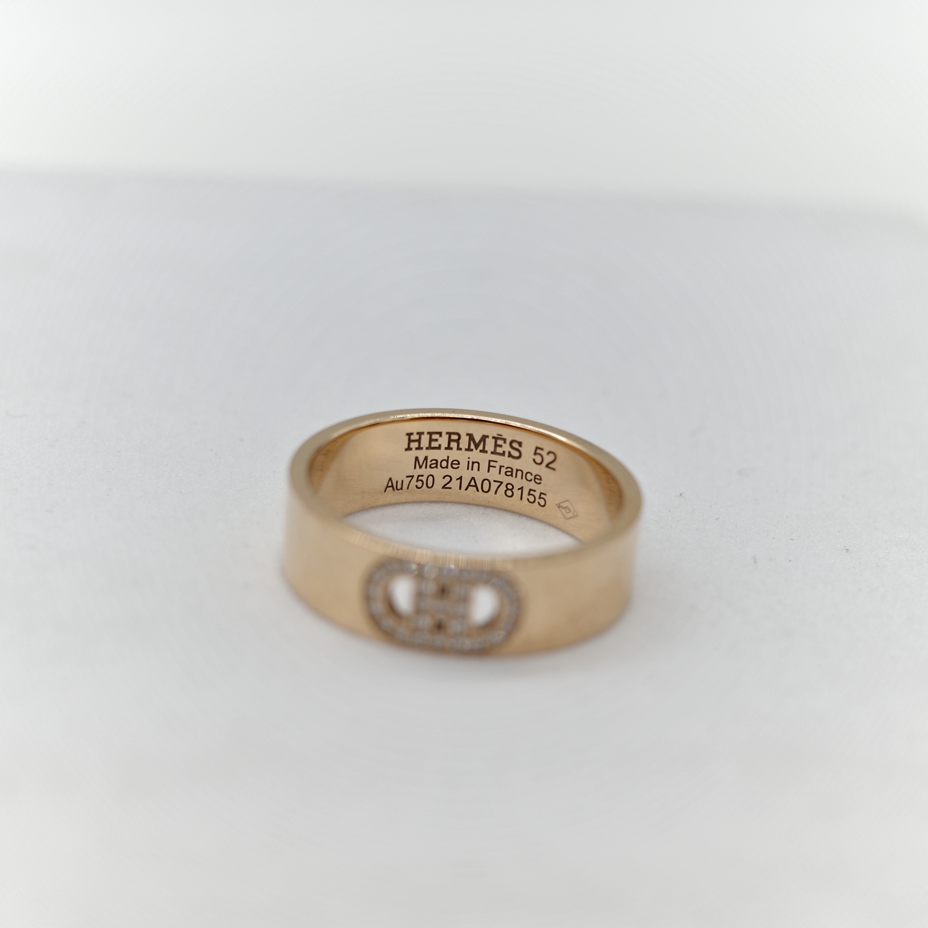 Hermès 愛馬仕 18K 金 H D'Ancre 鑽石 戒指 52 號-7