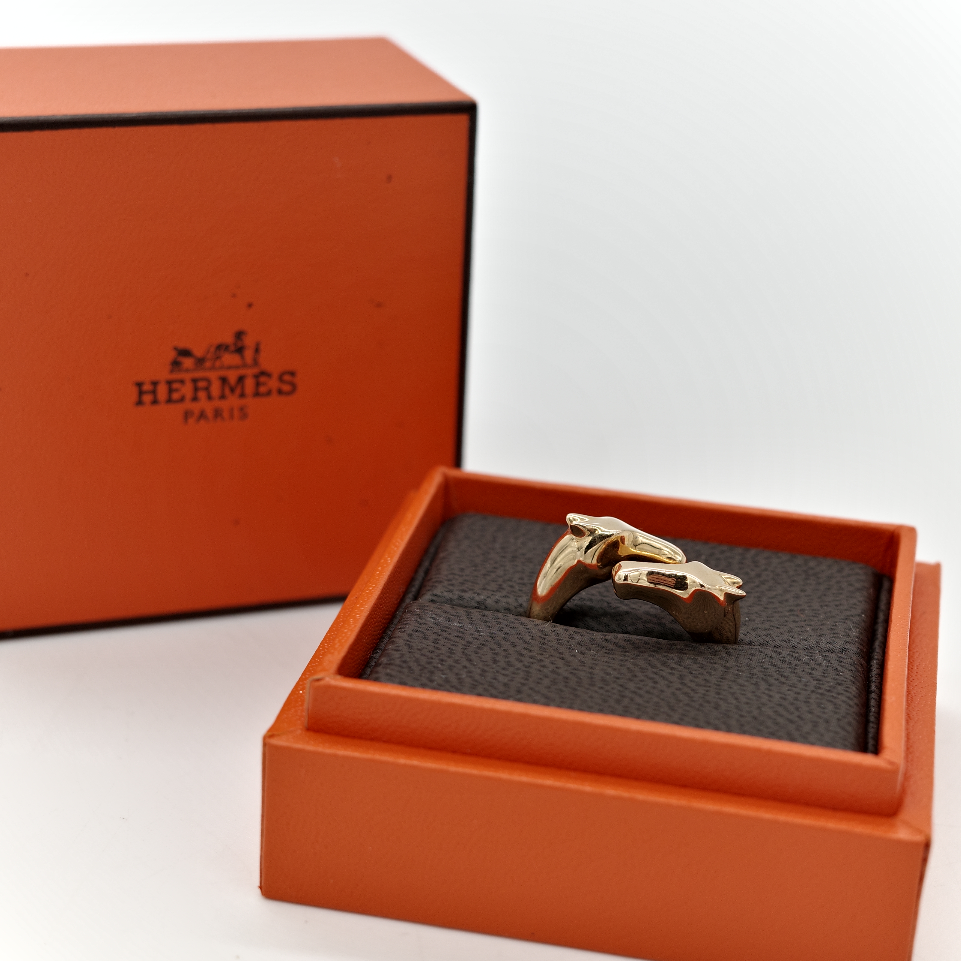 Hermès 愛馬仕 Galop 18K 玫瑰金 馬頭 戒指 52-1