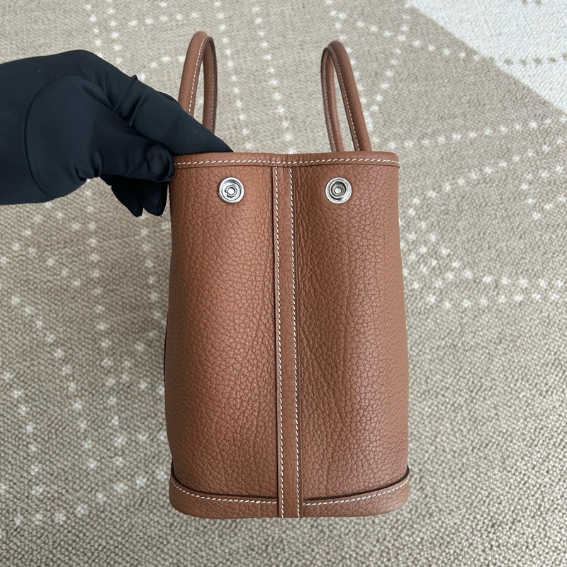 Hermes/愛馬仕 花園30金棕色手提包托特包 銀扣togo皮 D刻🤎99新 🟤正品-3
